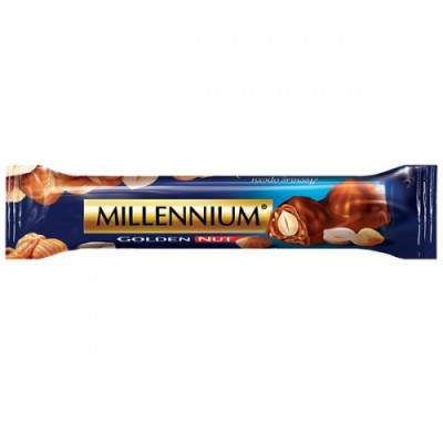 Купи Шоколад Millennium "Golden Nut" з начинкою і цільними горихами 40 г. Молочний з доставкою по місту