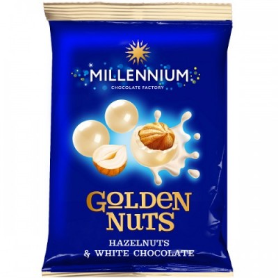 Драже MILLENNIUM "Фундук в білому  шоколаді" 50г.