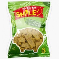 Грінки домашні "Smile" зі смаком сала з часником 70 г. Грінки домашні "Smile" зі смаком сала з часником 70 г.