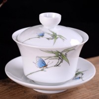 Чашка "gaiwan" з метеликом Білий Форфор