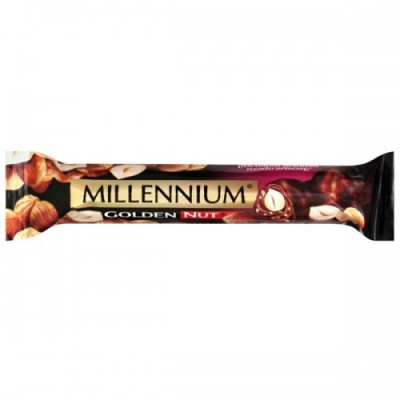 Шоколад Millennium "Golden Nut" з начинкою і цільними горіхами 40 г. Чорний Шоколад Millennium "Golden Nut" з начинкою і цільними горіхами 40 г. Чорний